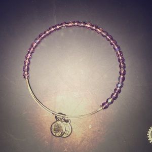 Silver Alex and ani bracelet with purple beads